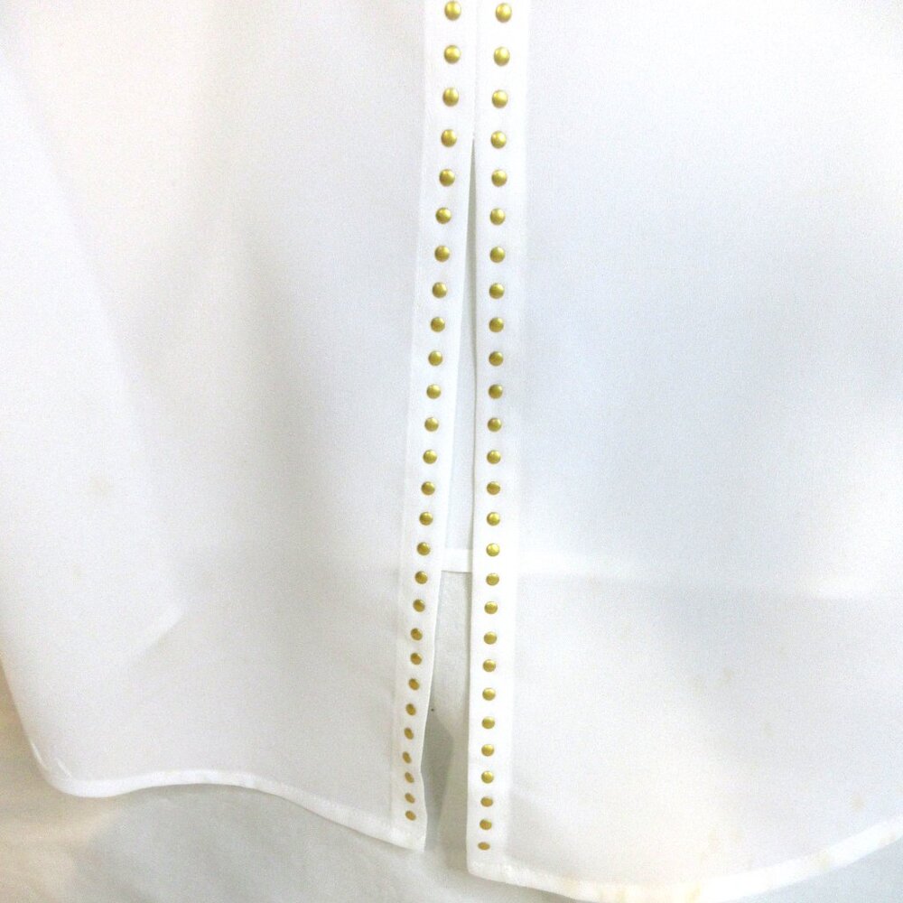 VIOLET & CLAIRE IVORY COLORED BLOUSE WITH GOLD STUDS DOWN BACK & ON CUFFS~NWT~LG